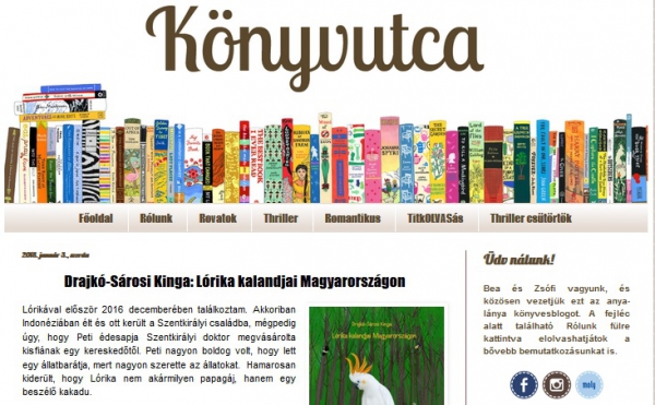 Lórika kalandjai Magyarországon - a Könyvutca blogon